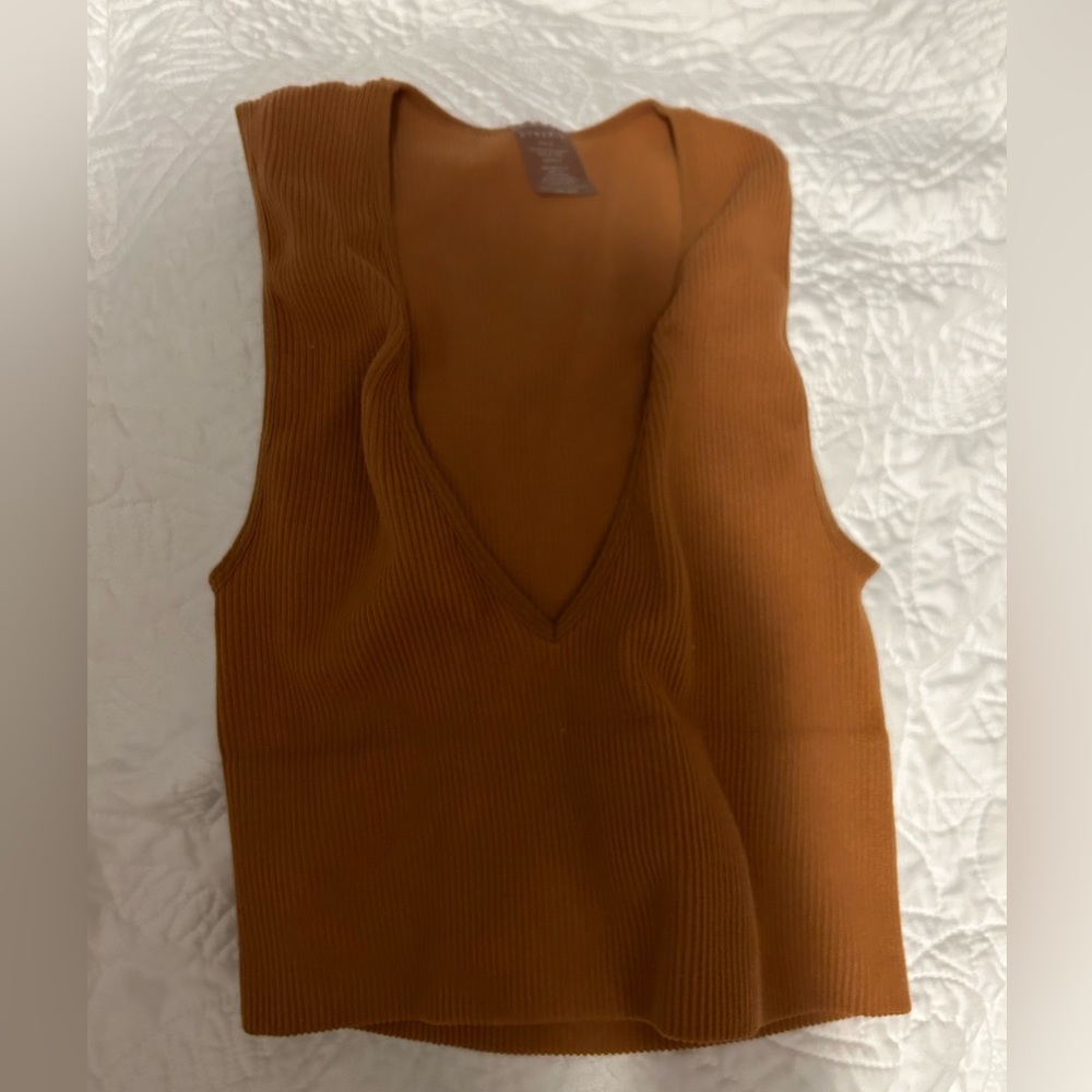 dark orange cropped deep v-neck